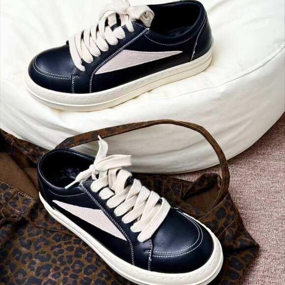 Rick Owens Black and White Leather Oxfords main image 4